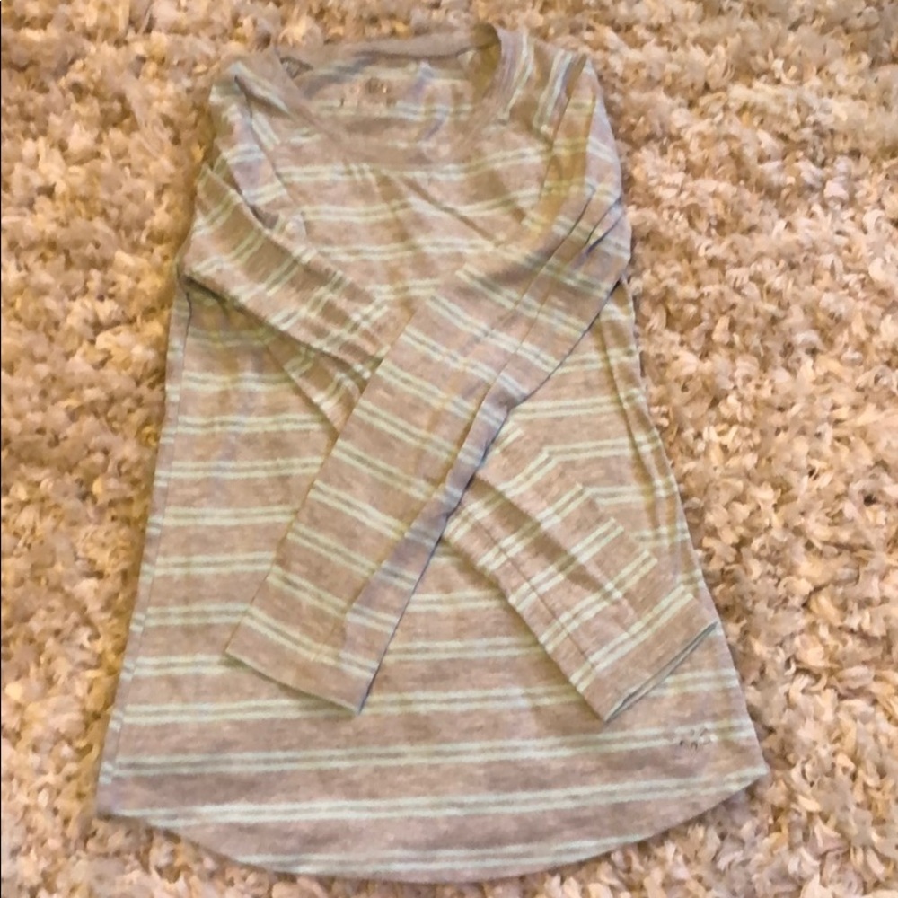 Justice gray and blue striped long sleeve shirt.